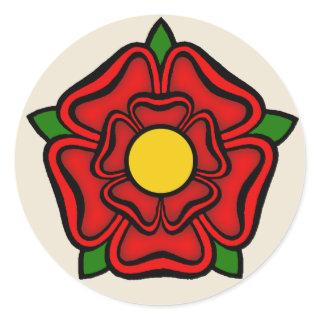 Red Rose of Lancaster, England Emblem of Royalty Classic Round Sticker