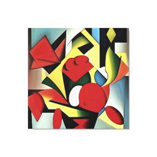 Red Roses In A Red Vase Geometric Art Abstract Canvas Print