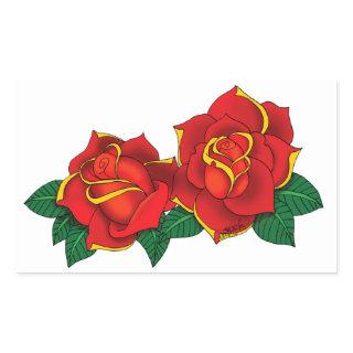 Red Roses Tattoos Rectangular Sticker