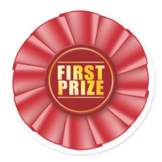 red rosette first prize sticker