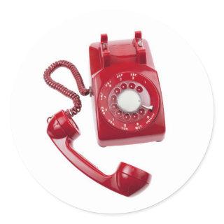 Red Rotary Phone Classic Round Sticker