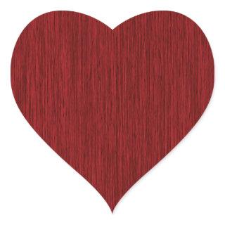 Red Rustic Grainy Wood Background Heart Sticker