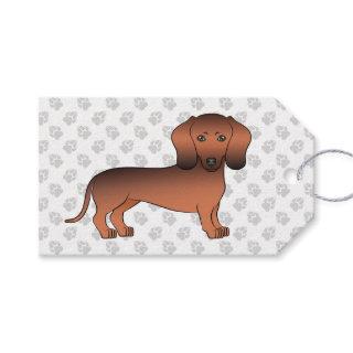 Red Sable Short Hair Dachshund Cartoon Dog & Paws Gift Tags