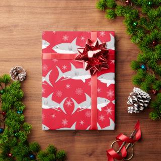 Red Shark and Snowflake Christmas Design