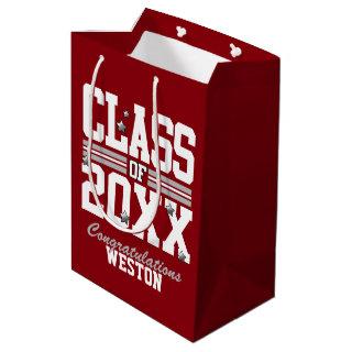 Red|Silver Graduating Class Year Medium Gift Bag