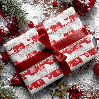 Red & Silver Stripe Snowflake & Santa's Sleigh