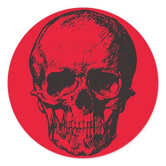 Red Skull Fantasy Art Rock Punk Heavy Metal Classic Round Sticker