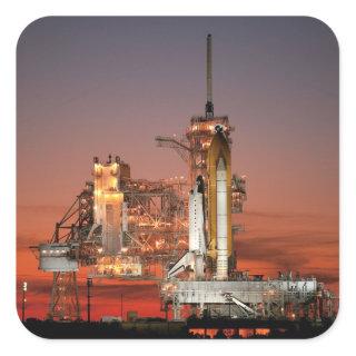 Red Sky for Space Shuttle Atlantis Launch Square Sticker