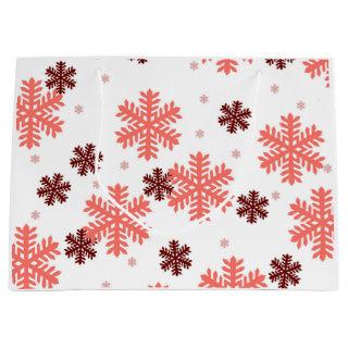 Red snow flakes Christmas pattern snow pattern des Large Gift Bag
