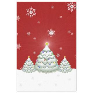 Red Snowy Christmas Tree Tissue Paper