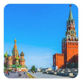 Red Square of Moscow Square Sticker