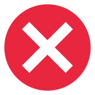 Red stickers with white X error icon symbol