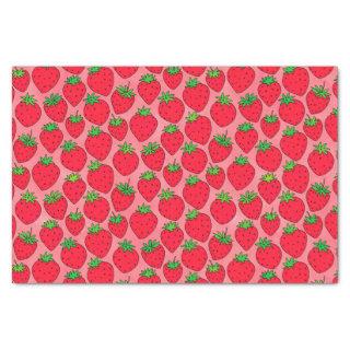 Red Strawberries on Pink Tissue Paper
