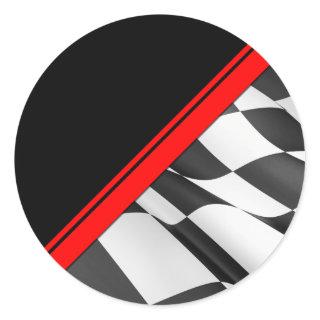 Red Stripe Checkered Flag Racing Sticker