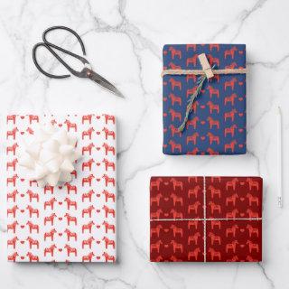 Red Swedish Dala Horse with Hearts Holiday  Sheets