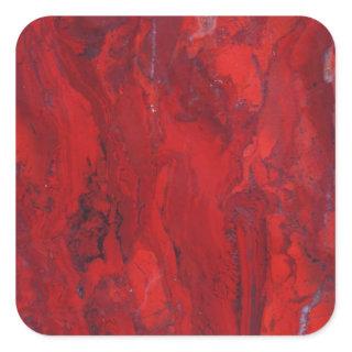 Red swirled marble slab square sticker