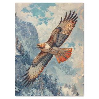 Red-Tailed Hawk Flying Over Mountains Decoupage Tissue Paper
