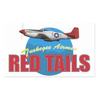 Red Tails Tuskegee Airmen with P-51 Rectangular Sticker