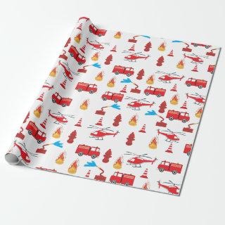 Red Transport Fire Truck Engine Brigade Pattern