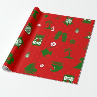red tropical christmas tiki retro