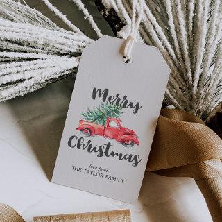 Red Truck and Tree Christmas Gift Tags
