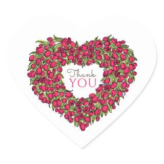 Red tulip heart art thank you wedding favor tags