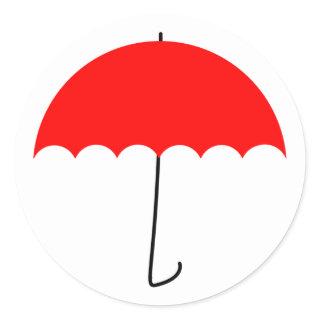 Red umbrella classic round sticker