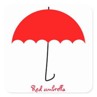 Red umbrella square sticker