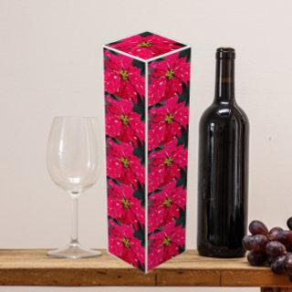 Red Variegated Poinsettia Pattern Holiday Wine Box