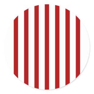 Red Vertical Stripes - Red and White Striped Classic Round Sticker