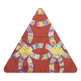 Red Wedding Ring Quilt Triangle Sticker
