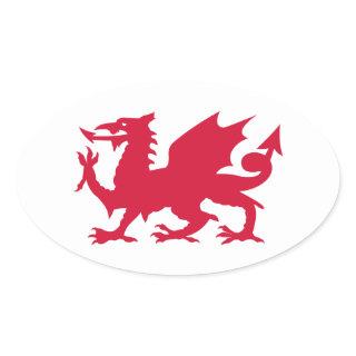 Red Welsh Dragon Oval Sticker