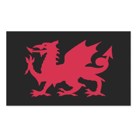 Red Welsh Dragon Rectangular Sticker