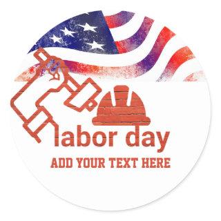 Red White and Blue America Flag Labor Day Classic Round Sticker