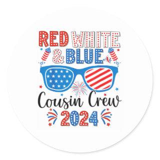 Red White And Blue Cousin Crew 2024 4th Of July Am Classic Round Sticker