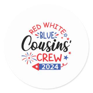 Red White And Blue Cousin Crew 4th Of July Family  Classic Round Sticker