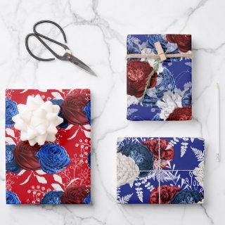 Red, White and Blue Floral USA Pattern  Sheets