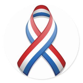 Red, White, and Blue Ribbon Round Sticker
