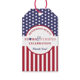 Red White and Blue Striped American Flag Gift Tags