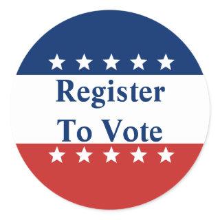 Red White and Blue with Stars Register to Vote Classic Round Sticker
