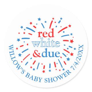 Red White and Due Baby Shower Stickers