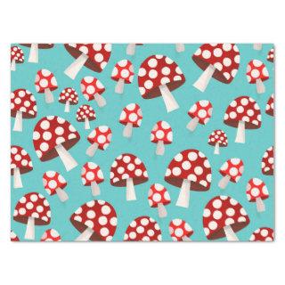 Red, white and mint falling mushrooms tissue paper