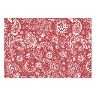 Red white batik boho style floral paisley pattern  sheets