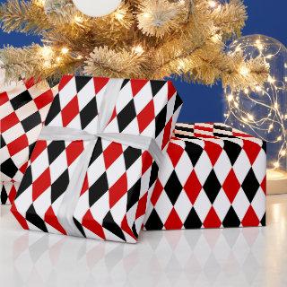 Red White Black Harlequin Diamond Pattern
