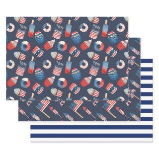 Red White Blue American USA 4th July Picnic Food  Sheets