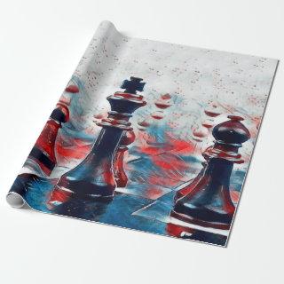 Red, White, Blue Chess Pieces King, Queen, Bishop