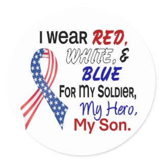 Red White Blue For My Son Classic Round Sticker