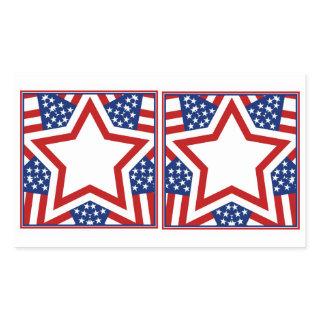 Red White & Blue Star Design to Add Text Rectangular Sticker