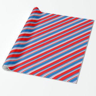 Red White & Blue Striped Wrappping Paper