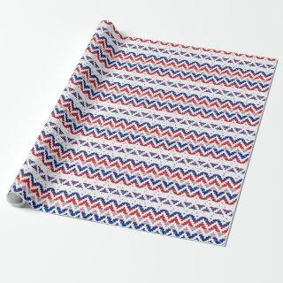 Red White & Blue Stripes Chevron Pattern